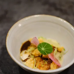 crispy octopus, XO kosho, pine nut cream, fingerling potato