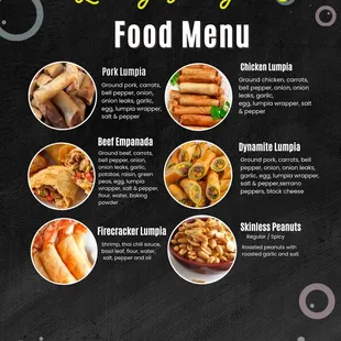 Regular Food Menu at your Local Community Food Booth events