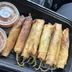 Our Dynamite Lumpia gives a spicy kick to the mouth. Dip in some sauce or eat it plain. You can't go wrong with this dish.