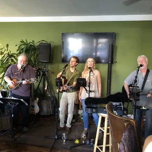 a group of people playing music