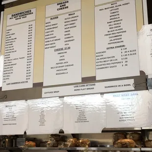 the menu for the restaurant