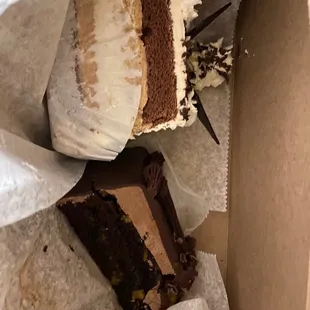 Sacher Torte (Bottom), hazelnut mousse cake (top)