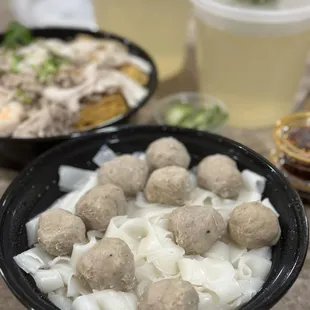 Rice Noodles + Beef Balls