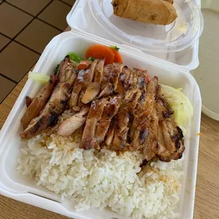 #1 with extra chicken and two chicken egg rolls