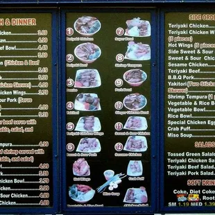 menu and prices