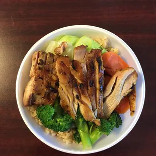#1 Chicken Terriyaki Bowl served with Brown Rice