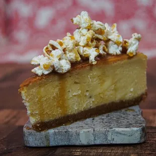 Cheesecake with kettle corn and caramel