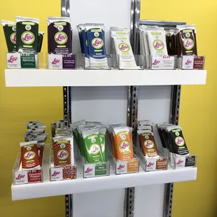 a display of various flavors of ice cream