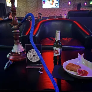 Mozzarella sticks Stella beer Mint hookah
