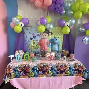 Our candy supplies + Lolita's backdrop and balloons!
