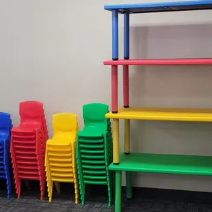 24" W x 48" L rectangle adjustable table with 6 chairs. For sell or rent. Call for pricing 951-444-9336.