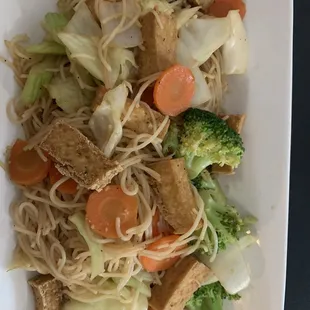 Vegetable 13. Lo Mein Noodle with fried tofu and rice noodles.
