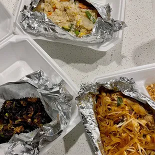 Shrimp fried rice, Pad Thai, Brussels Sprouts