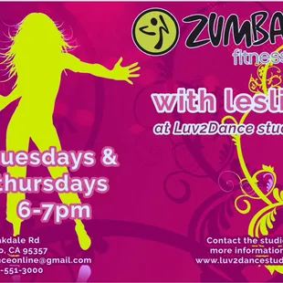 Zumba!!! $5 a class!!! Every Tuesday and Thursday with Leslie:)