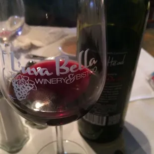 a glass of wine and a bottle of wine