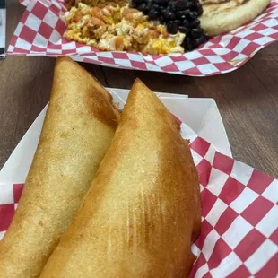 two plates of food on a table