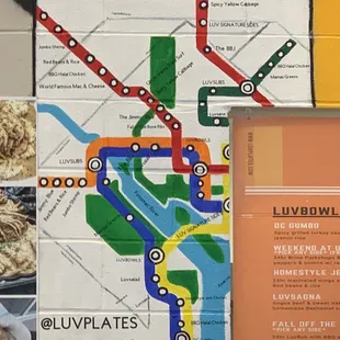 mural based on the local metro map and LuvPlates menu