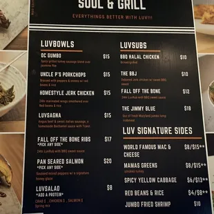 menu