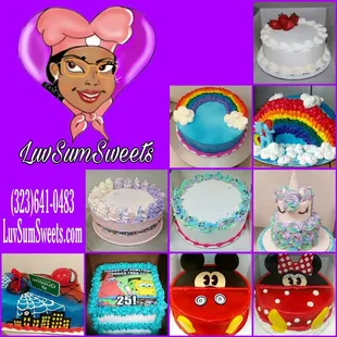 Different varies of cakes