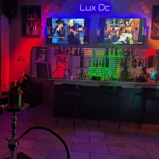 neon lights and a hookah