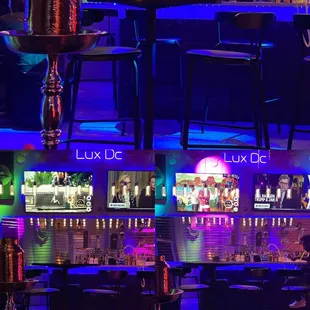 a bar with neon lights