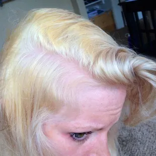 Done by Anthony on 2/20/2014. Ray the salon owner said it looked &quot;great &quot;and refused to refund.