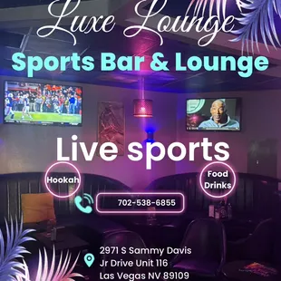 Watch live sports on 12 different TVs and 100"large screen daily