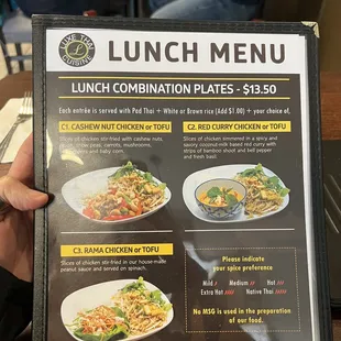 Lunch menu