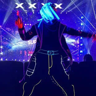 Here's that neon light group, they came right up to where we were and danced in front of us in the finale. It was great.