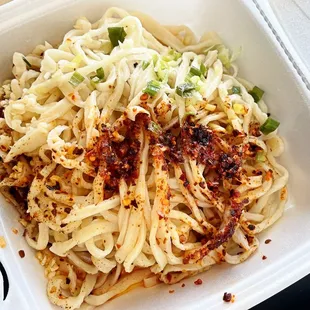 Chili spiced sauce mixed noodle