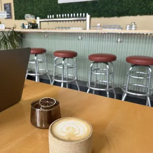 Honey saffron latte and tonic coffee