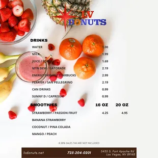 a variety of fruits and drinks