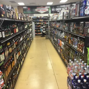 a wide aisle in a grocery store