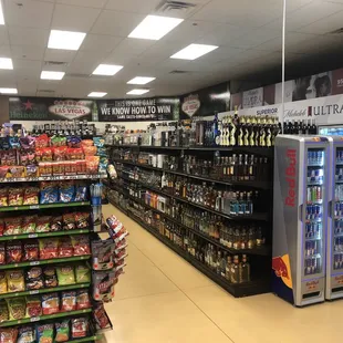 a wide selection of liquor in a store