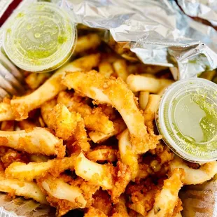 Fried calamari - comes with a salad (in foil), part of a combo package