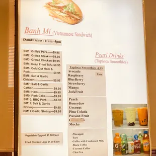 Bang Mí menu