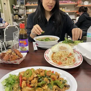 Chicken Wings, Pad Kee Mao, Papaya Salad, Chicken Wings