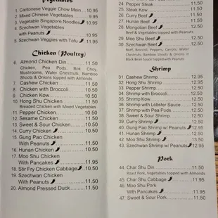 Menu as of 10/14/2021