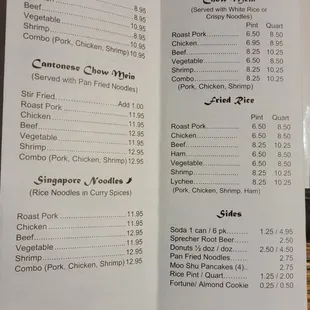Menu as of 10/14/2021