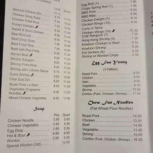 Menu as of 10/14/2021