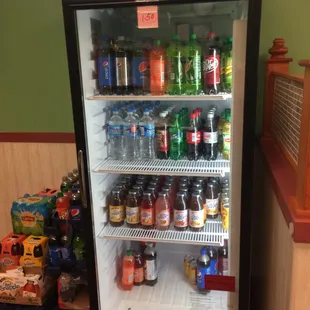 a refrigerator full of drinks