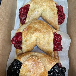 Cherry and blueberry horns