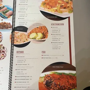a menu for the restaurant