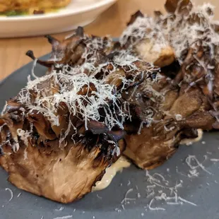 Wood Roasted Maitake Mushrooms. Black truffle aioli, Parmigiano. $15.