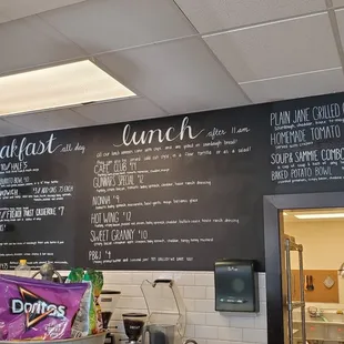 a menu on the wall