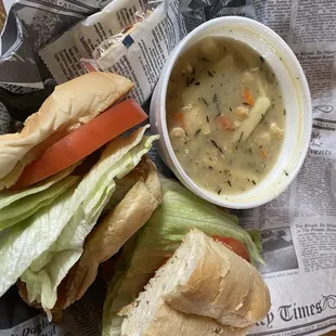 Fish Sandwich &amp; Chicken Noodle soup