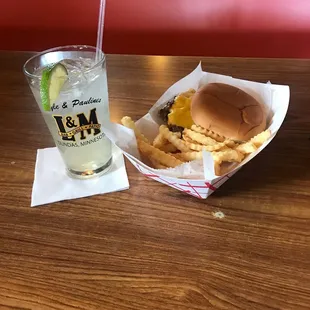 Cheeseburger and fries paired with a Moscow Mule. Sunday is turning out very nicely.