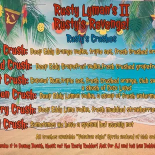 Current crush menu for spring and summer of 2021