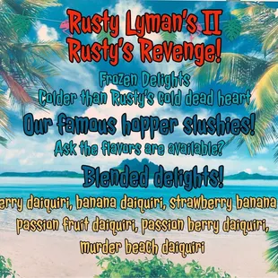 Current Daiquiri menu for spring and summer of 2021