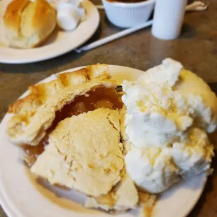 a plate of biscuits and ice cream
